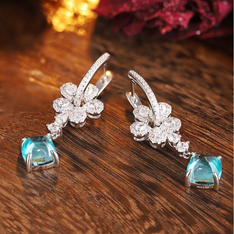 Ruif Jewelry Classic Design S925 Silver 11.48ct Lab Grown Paraiba Sapphire Earrings Gemstone Jewelry Ruif Jewelry Classic Design S925 Silver 11.48ct Lab Grown Paraiba Sapphire Earrings Gemstone Jewelry