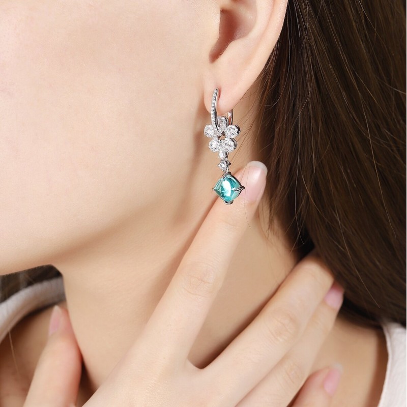 Ruif Jewelry Classic Design S925 Silver 11.48ct Lab Grown Paraiba Sapphire Earrings Gemstone Jewelry Ruif Jewelry Classic Design S925 Silver 11.48ct Lab Grown Paraiba Sapphire Earrings Gemstone Jewelry