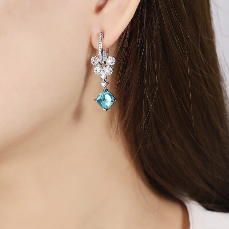 Ruif Jewelry Classic Design S925 Silver 11.48ct Lab Grown Paraiba Sapphire Earrings Gemstone Jewelry Ruif Jewelry Classic Design S925 Silver 11.48ct Lab Grown Paraiba Sapphire Earrings Gemstone Jewelry