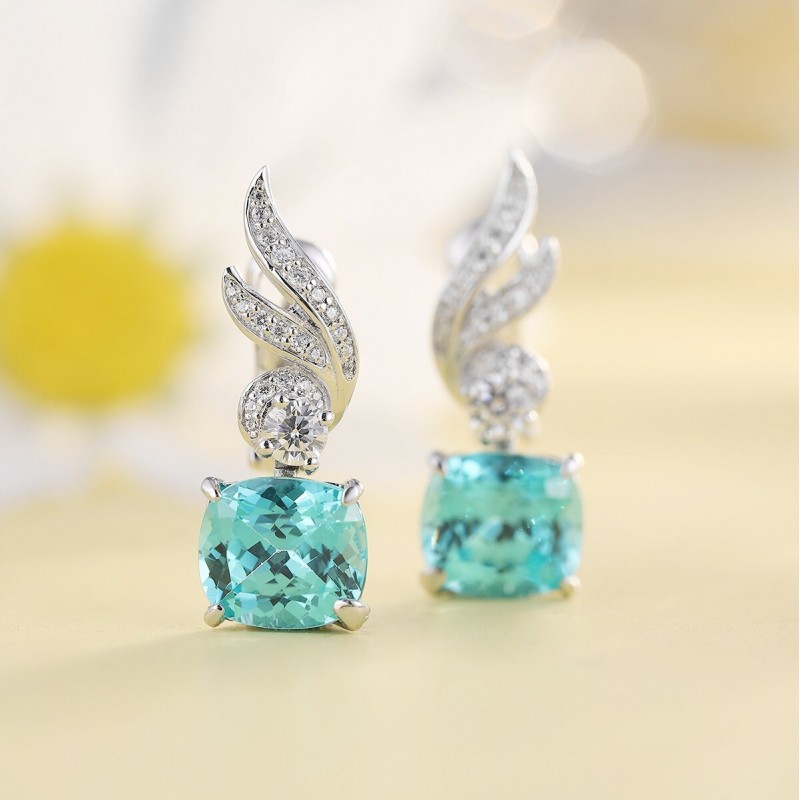 Ruif Jewelry Classic Design S925 Silver 9.13ct Lab Grown Paraiba Sapphire Earrings Gemstone Jewelry Ruif Jewelry Classic Design S925 Silver 9.13ct Lab Grown Paraiba Sapphire Earrings Gemstone Jewelry