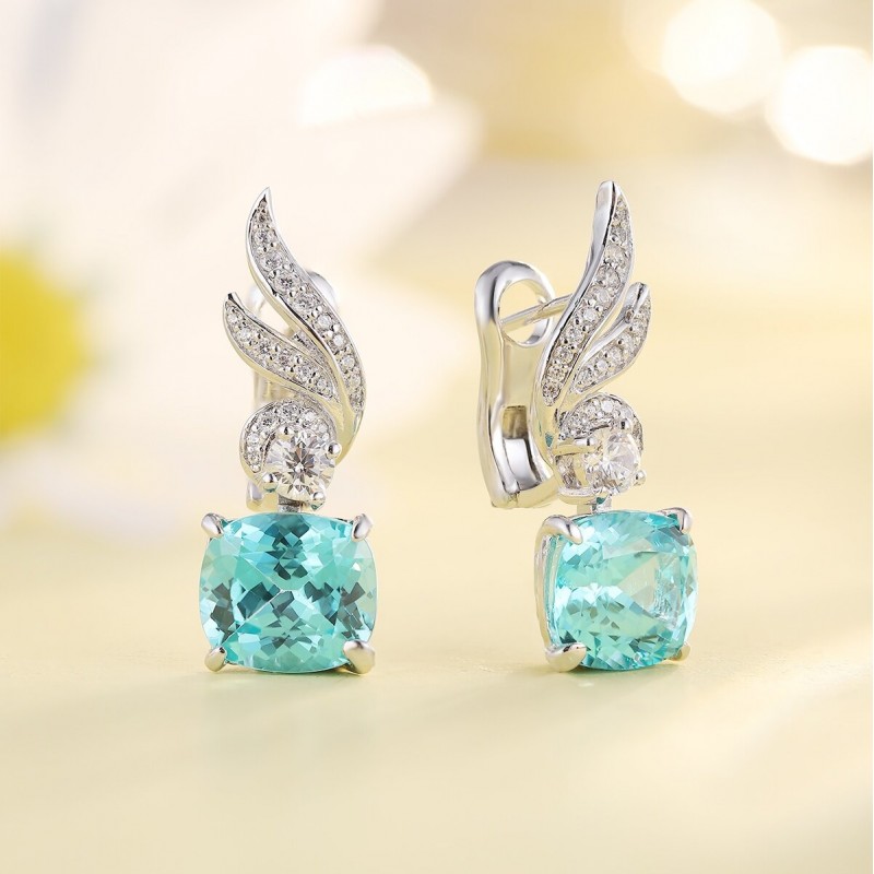 Ruif Jewelry Classic Design S925 Silver 9.13ct Lab Grown Paraiba Sapphire Earrings Gemstone Jewelry Ruif Jewelry Classic Design S925 Silver 9.13ct Lab Grown Paraiba Sapphire Earrings Gemstone Jewelry