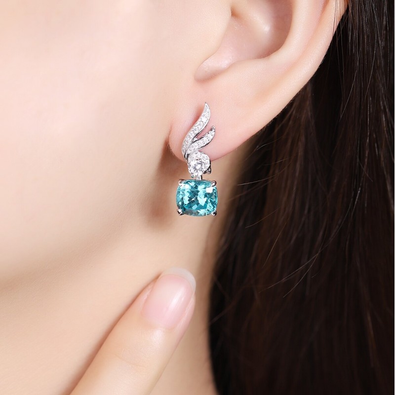 Ruif Jewelry Classic Design S925 Silver 9.13ct Lab Grown Paraiba Sapphire Earrings Gemstone Jewelry Ruif Jewelry Classic Design S925 Silver 9.13ct Lab Grown Paraiba Sapphire Earrings Gemstone Jewelry