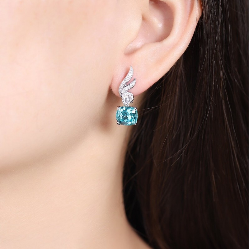 Ruif Jewelry Classic Design S925 Silver 9.13ct Lab Grown Paraiba Sapphire Earrings Gemstone Jewelry Ruif Jewelry Classic Design S925 Silver 9.13ct Lab Grown Paraiba Sapphire Earrings Gemstone Jewelry