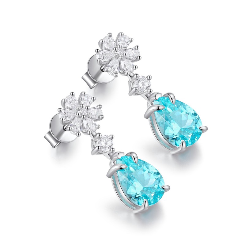 Ruif Jewelry Classic Design S925 Silver 6.704ct Lab Grown Paraiba Sapphire Earrings Gemstone Jewelry Ruif Jewelry Classic Design S925 Silver 6.704ct Lab Grown Paraiba Sapphire Earrings Gemstone Jewelry