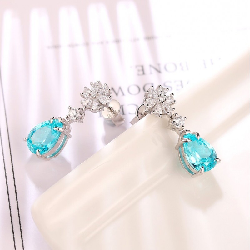 Ruif Jewelry Classic Design S925 Silver 6.704ct Lab Grown Paraiba Sapphire Earrings Gemstone Jewelry Ruif Jewelry Classic Design S925 Silver 6.704ct Lab Grown Paraiba Sapphire Earrings Gemstone Jewelry