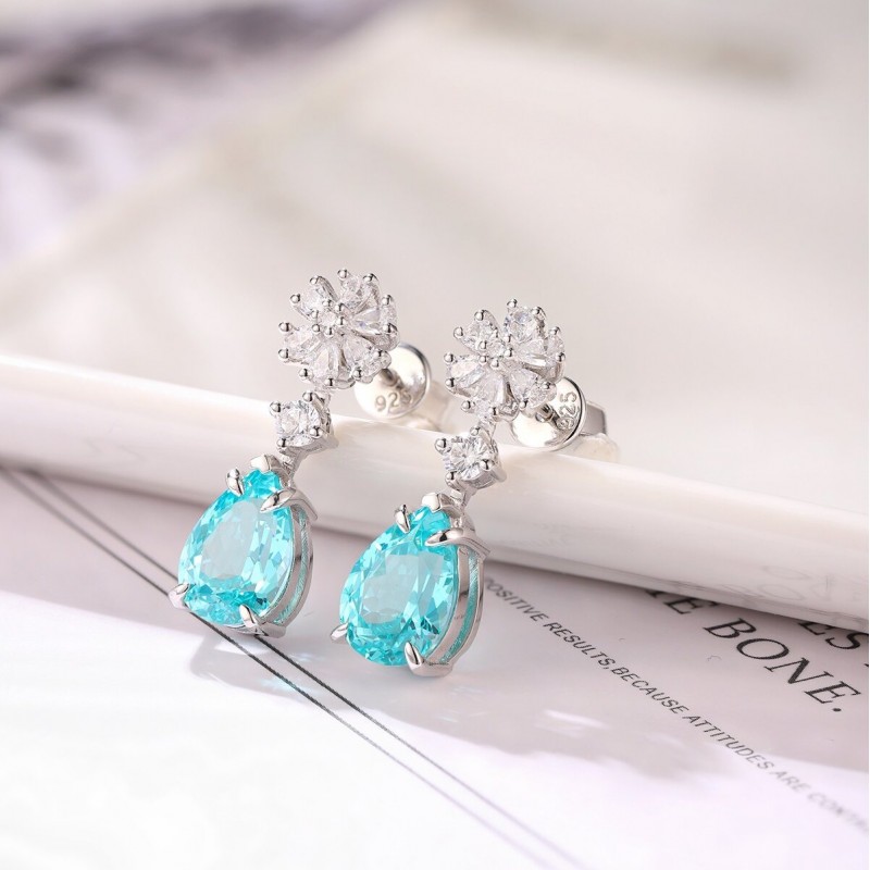 Ruif Jewelry Classic Design S925 Silver 6.704ct Lab Grown Paraiba Sapphire Earrings Gemstone Jewelry Ruif Jewelry Classic Design S925 Silver 6.704ct Lab Grown Paraiba Sapphire Earrings Gemstone Jewelry