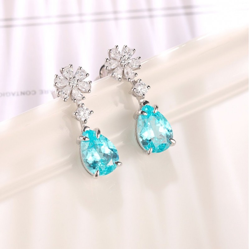 Ruif Jewelry Classic Design S925 Silver 6.704ct Lab Grown Paraiba Sapphire Earrings Gemstone Jewelry Ruif Jewelry Classic Design S925 Silver 6.704ct Lab Grown Paraiba Sapphire Earrings Gemstone Jewelry