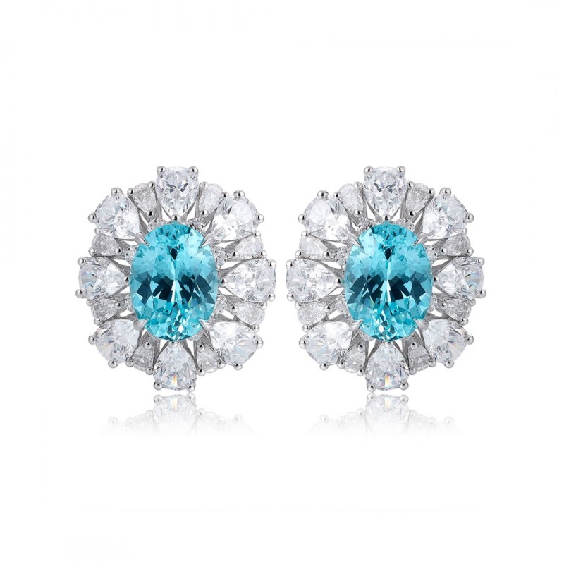 Ruif Jewelry Classic Design S925 Silver 4.2ct Lab Grown Paraiba Sapphire Earrings Gemstone Jewelry Ruif Jewelry Classic Design S925 Silver 4.2ct Lab Grown Paraiba Sapphire Earrings Gemstone Jewelry