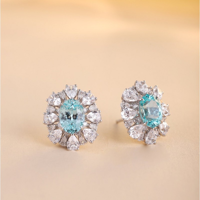 Ruif Jewelry Classic Design S925 Silver 4.2ct Lab Grown Paraiba Sapphire Earrings Gemstone Jewelry Ruif Jewelry Classic Design S925 Silver 4.2ct Lab Grown Paraiba Sapphire Earrings Gemstone Jewelry