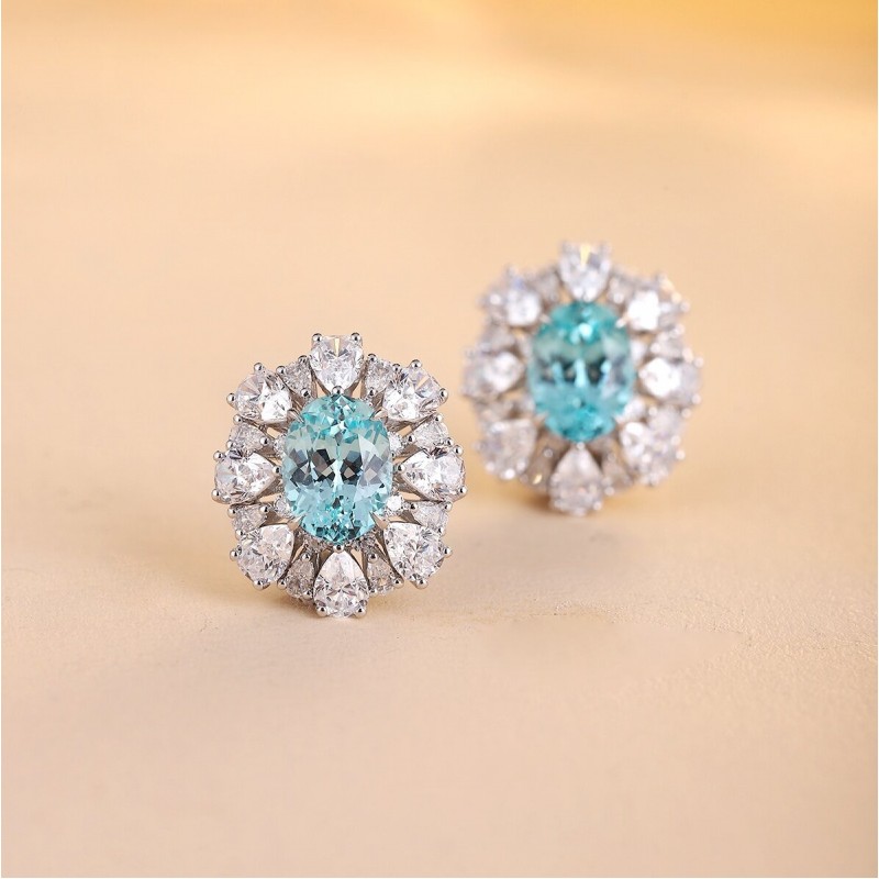 Ruif Jewelry Classic Design S925 Silver 4.2ct Lab Grown Paraiba Sapphire Earrings Gemstone Jewelry Ruif Jewelry Classic Design S925 Silver 4.2ct Lab Grown Paraiba Sapphire Earrings Gemstone Jewelry