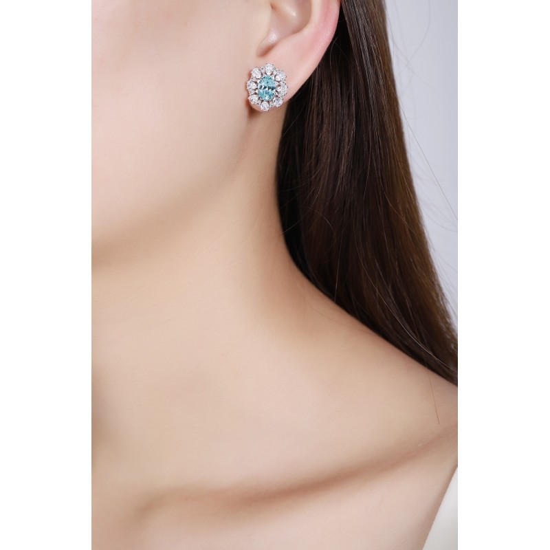 Ruif Jewelry Classic Design S925 Silver 4.2ct Lab Grown Paraiba Sapphire Earrings Gemstone Jewelry Ruif Jewelry Classic Design S925 Silver 4.2ct Lab Grown Paraiba Sapphire Earrings Gemstone Jewelry