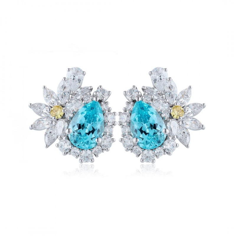 Ruif Jewelry Classic Design S925 Silver 10ct Lab Grown Paraiba Sapphire Earrings Gemstone Jewelry Ruif Jewelry Classic Design S925 Silver 10ct Lab Grown Paraiba Sapphire Earrings Gemstone Jewelry