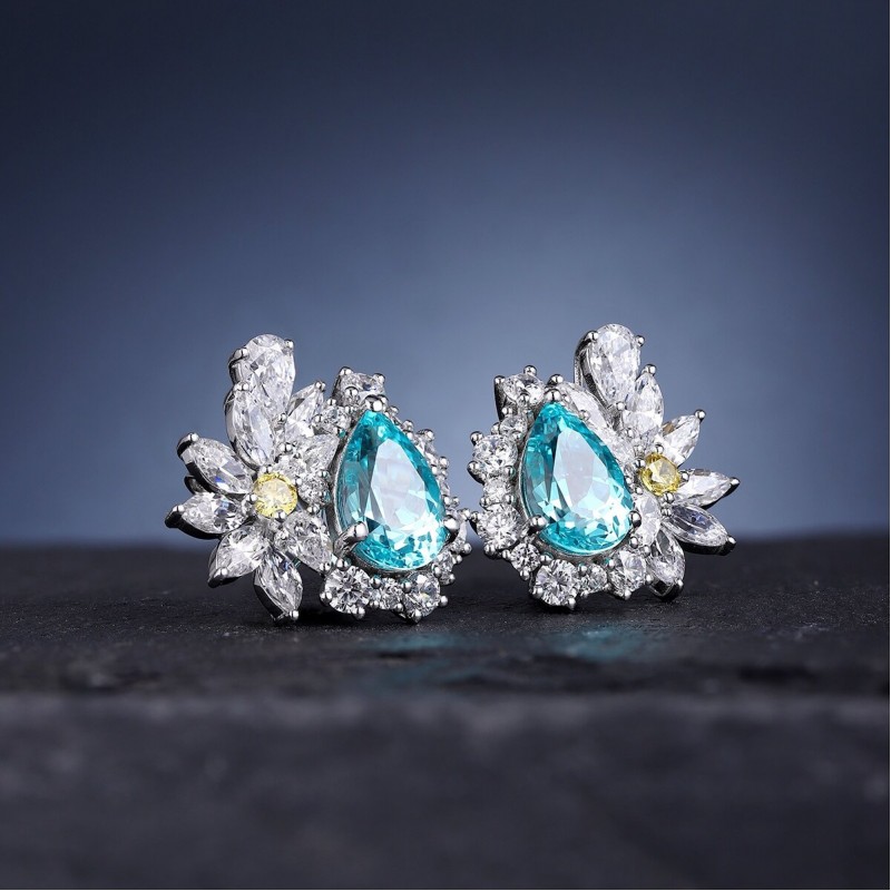 Ruif Jewelry Classic Design S925 Silver 10ct Lab Grown Paraiba Sapphire Earrings Gemstone Jewelry Ruif Jewelry Classic Design S925 Silver 10ct Lab Grown Paraiba Sapphire Earrings Gemstone Jewelry
