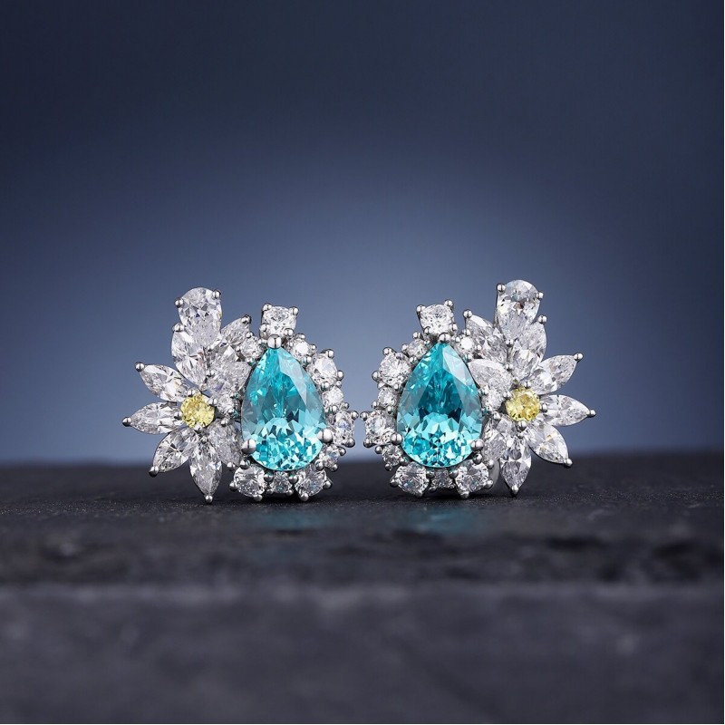 Ruif Jewelry Classic Design S925 Silver 10ct Lab Grown Paraiba Sapphire Earrings Gemstone Jewelry Ruif Jewelry Classic Design S925 Silver 10ct Lab Grown Paraiba Sapphire Earrings Gemstone Jewelry