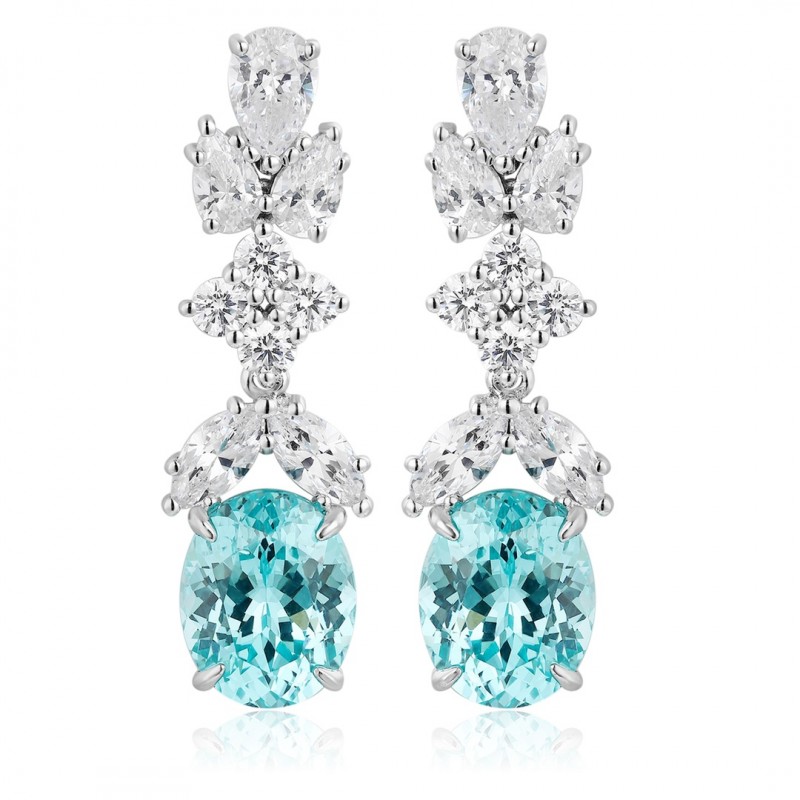 Ruif Jewelry Classic Design S925 Silver 9.23ct Lab Grown Paraiba Sapphire Earrings Gemstone Jewelry Ruif Jewelry Classic Design S925 Silver 9.23ct Lab Grown Paraiba Sapphire Earrings Gemstone Jewelry