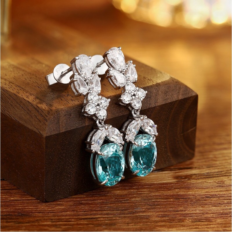 Ruif Jewelry Classic Design S925 Silver 9.23ct Lab Grown Paraiba Sapphire Earrings Gemstone Jewelry Ruif Jewelry Classic Design S925 Silver 9.23ct Lab Grown Paraiba Sapphire Earrings Gemstone Jewelry