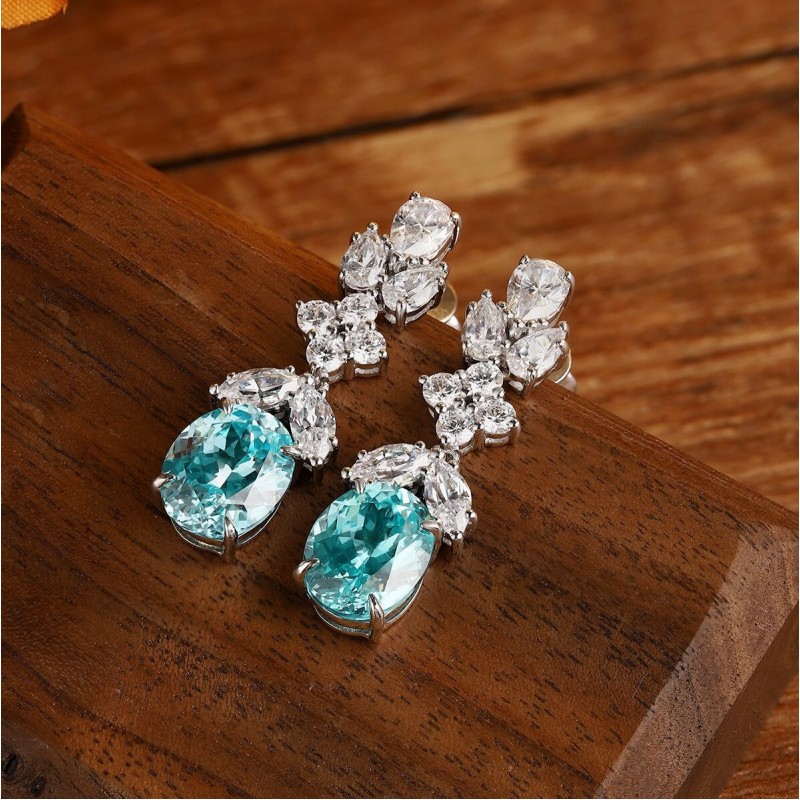 Ruif Jewelry Classic Design S925 Silver 9.23ct Lab Grown Paraiba Sapphire Earrings Gemstone Jewelry Ruif Jewelry Classic Design S925 Silver 9.23ct Lab Grown Paraiba Sapphire Earrings Gemstone Jewelry