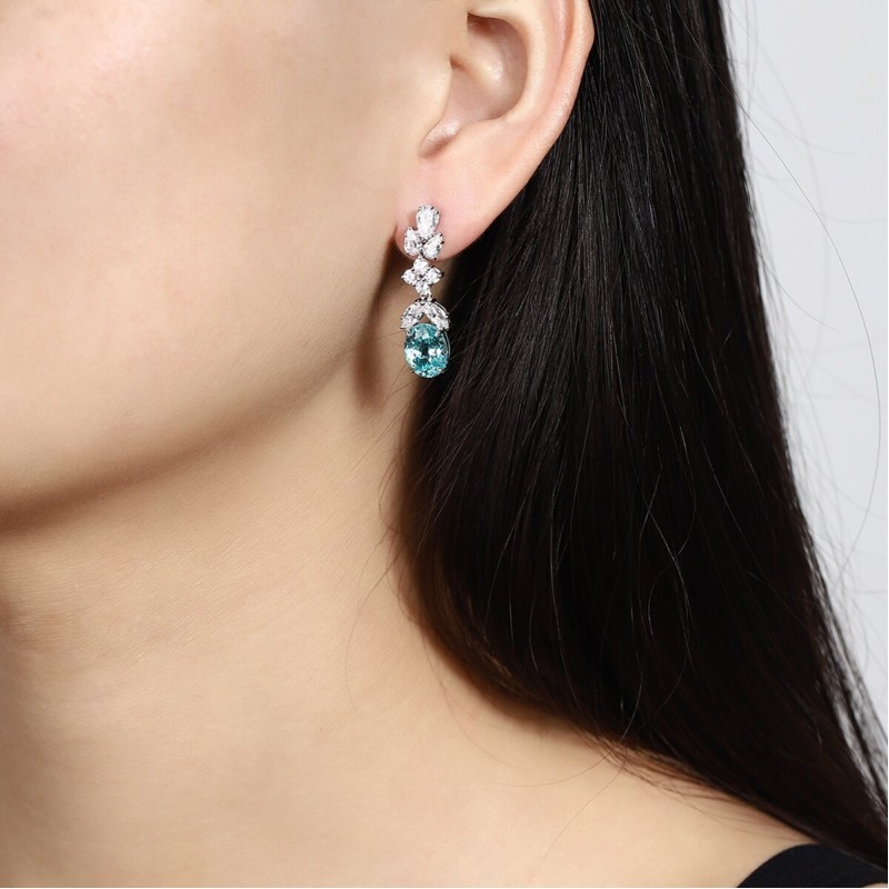 Ruif Jewelry Classic Design S925 Silver 9.23ct Lab Grown Paraiba Sapphire Earrings Gemstone Jewelry Ruif Jewelry Classic Design S925 Silver 9.23ct Lab Grown Paraiba Sapphire Earrings Gemstone Jewelry