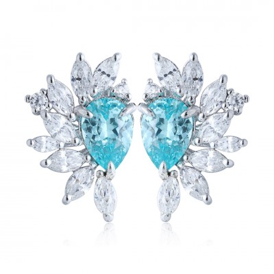 Ruif Jewelry Classic Design S925 Silver 2.13ct Lab Grown Paraiba Sapphire Earrings Gemstone Jewelry