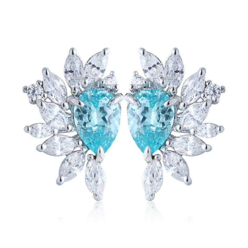 Ruif Jewelry Classic Design S925 Silver 2.13ct Lab Grown Paraiba Sapphire Earrings Gemstone Jewelry Ruif Jewelry Classic Design S925 Silver 2.13ct Lab Grown Paraiba Sapphire Earrings Gemstone Jewelry
