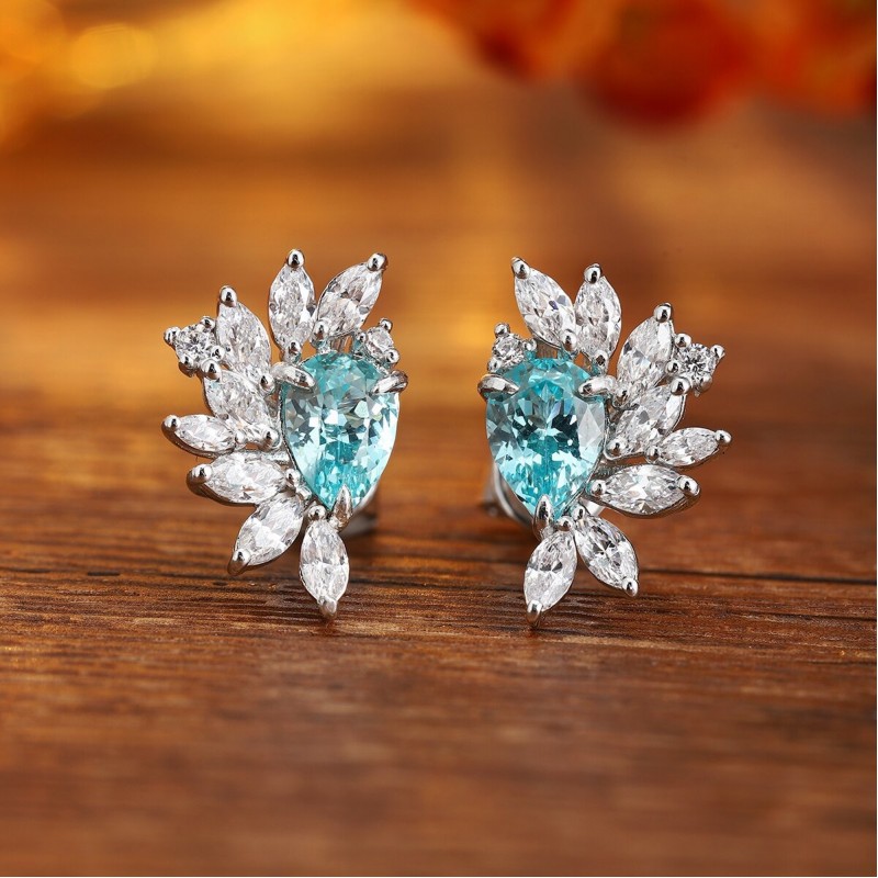 Ruif Jewelry Classic Design S925 Silver 2.13ct Lab Grown Paraiba Sapphire Earrings Gemstone Jewelry Ruif Jewelry Classic Design S925 Silver 2.13ct Lab Grown Paraiba Sapphire Earrings Gemstone Jewelry
