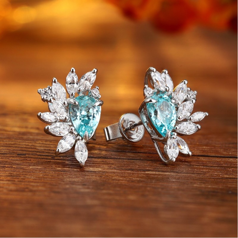 Ruif Jewelry Classic Design S925 Silver 2.13ct Lab Grown Paraiba Sapphire Earrings Gemstone Jewelry Ruif Jewelry Classic Design S925 Silver 2.13ct Lab Grown Paraiba Sapphire Earrings Gemstone Jewelry
