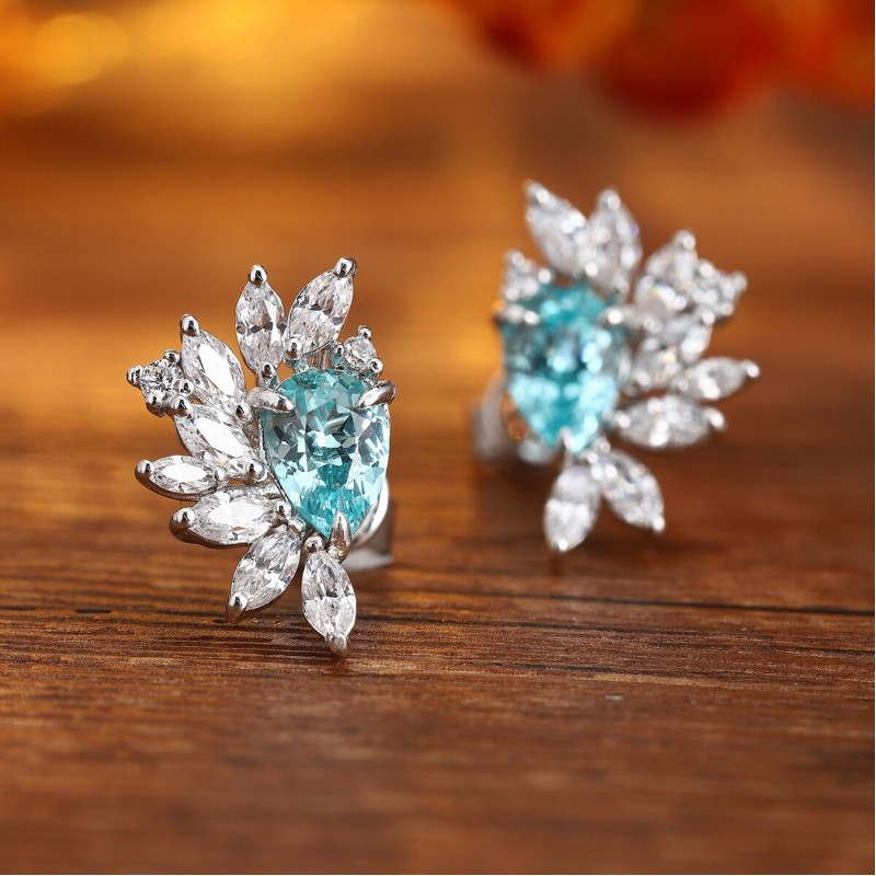 Ruif Jewelry Classic Design S925 Silver 2.13ct Lab Grown Paraiba Sapphire Earrings Gemstone Jewelry Ruif Jewelry Classic Design S925 Silver 2.13ct Lab Grown Paraiba Sapphire Earrings Gemstone Jewelry
