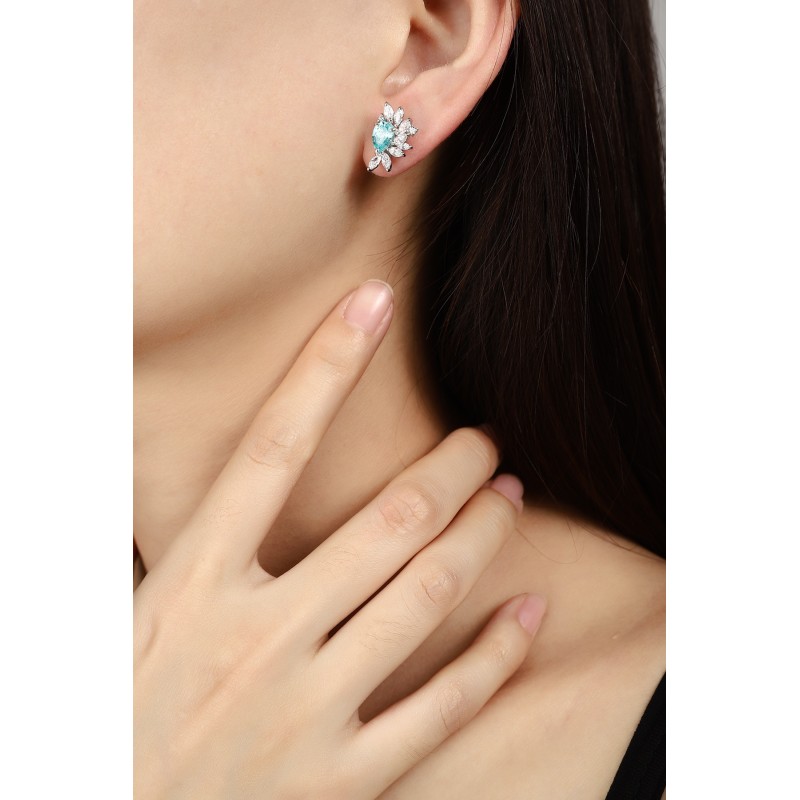 Ruif Jewelry Classic Design S925 Silver 2.13ct Lab Grown Paraiba Sapphire Earrings Gemstone Jewelry Ruif Jewelry Classic Design S925 Silver 2.13ct Lab Grown Paraiba Sapphire Earrings Gemstone Jewelry