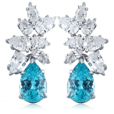 Ruif Jewelry Classic Design S925 Silver 11.08ct Lab Grown Paraiba Sapphire Earrings Gemstone Jewelry