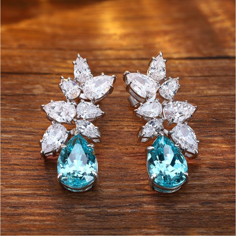 Ruif Jewelry Classic Design S925 Silver 11.08ct Lab Grown Paraiba Sapphire Earrings Gemstone Jewelry Ruif Jewelry Classic Design S925 Silver 11.08ct Lab Grown Paraiba Sapphire Earrings Gemstone Jewelry