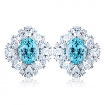 Ruif Jewelry Classic Design S925 Silver 12.68ct Lab Grown Paraiba Sapphire Earrings Gemstone Jewelry Ruif Jewelry Classic Design S925 Silver 12.68ct Lab Grown Paraiba Sapphire Earrings Gemstone Jewelry