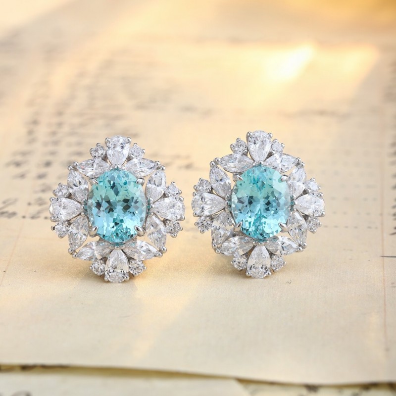Ruif Jewelry Classic Design S925 Silver 12.68ct Lab Grown Paraiba Sapphire Earrings Gemstone Jewelry Ruif Jewelry Classic Design S925 Silver 12.68ct Lab Grown Paraiba Sapphire Earrings Gemstone Jewelry