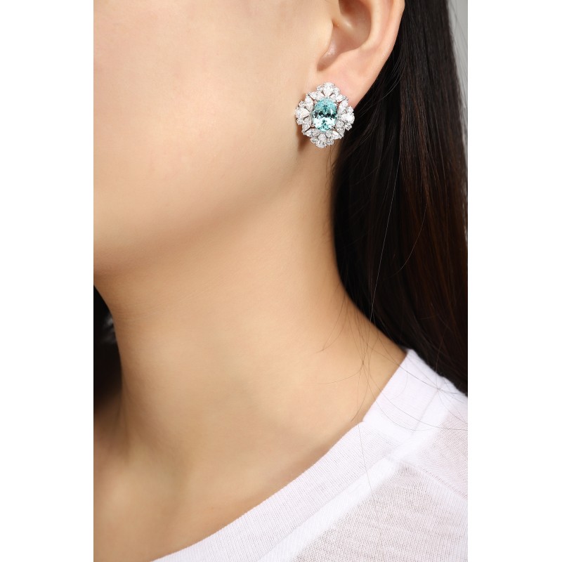Ruif Jewelry Classic Design S925 Silver 12.68ct Lab Grown Paraiba Sapphire Earrings Gemstone Jewelry Ruif Jewelry Classic Design S925 Silver 12.68ct Lab Grown Paraiba Sapphire Earrings Gemstone Jewelry