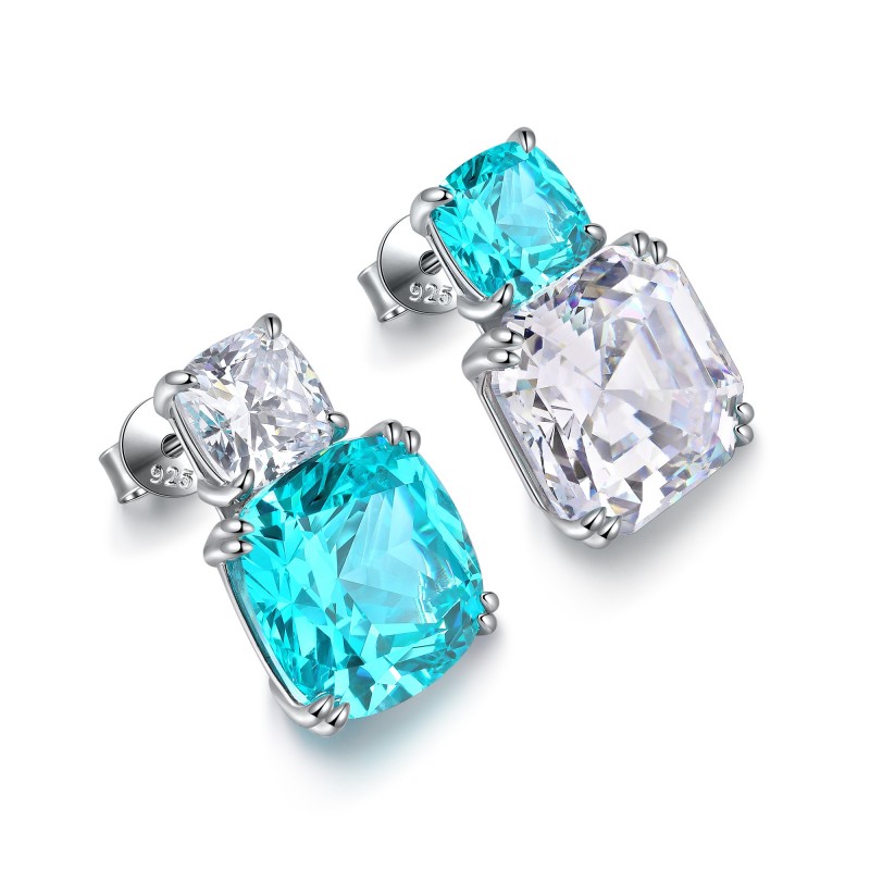 Ruif Jewelry Classic Design S925 Silver 15.55ct Lab Grown Paraiba Sapphire Earrings Gemstone Jewelry