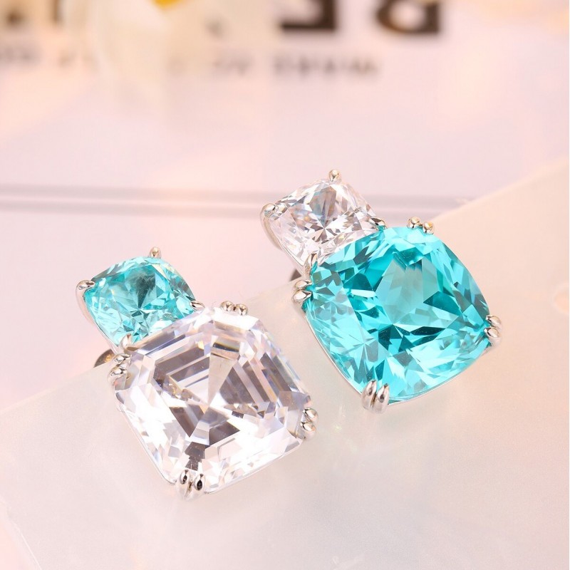 Ruif Jewelry Classic Design S925 Silver 15.55ct Lab Grown Paraiba Sapphire Earrings Gemstone Jewelry