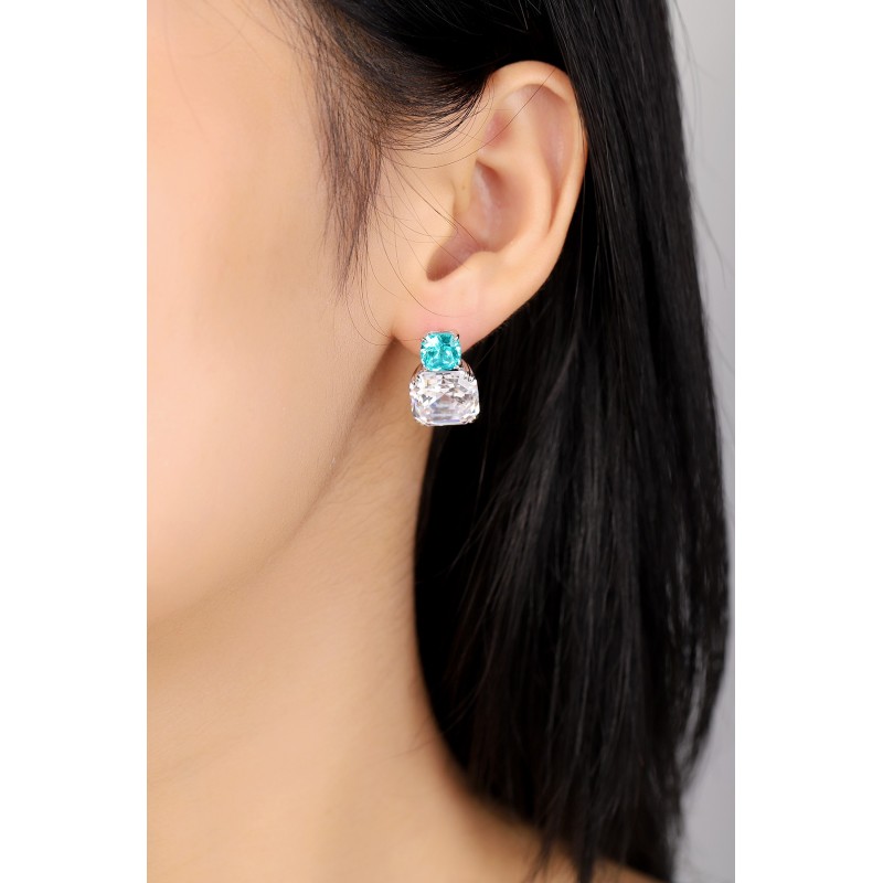 Ruif Jewelry Classic Design S925 Silver 15.55ct Lab Grown Paraiba Sapphire Earrings Gemstone Jewelry