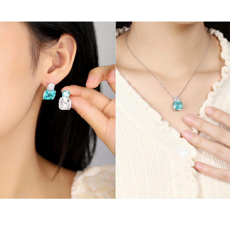 Ruif Jewelry Classic Design S925 Silver 15.55ct Lab Grown Paraiba Sapphire Earrings Gemstone Jewelry Ruif Jewelry Classic Design S925 Silver 15.55ct Lab Grown Paraiba Sapphire Earrings Gemstone Jewelry