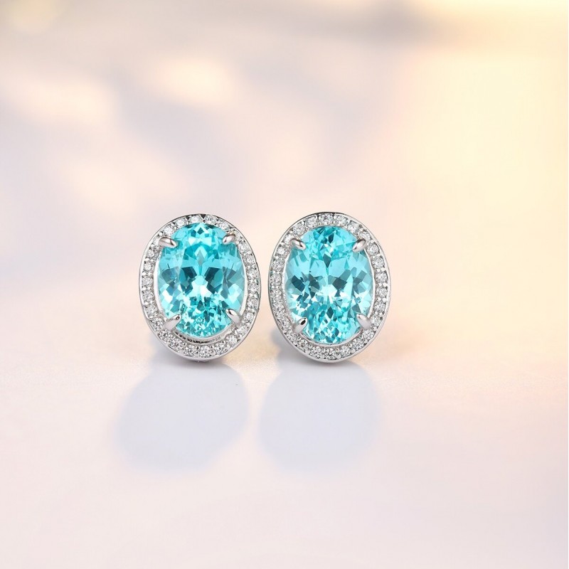 Ruif Jewelry Classic Design S925 Silver 4.208ct Lab Grown Paraiba Sapphire Earrings Gemstone Jewelry