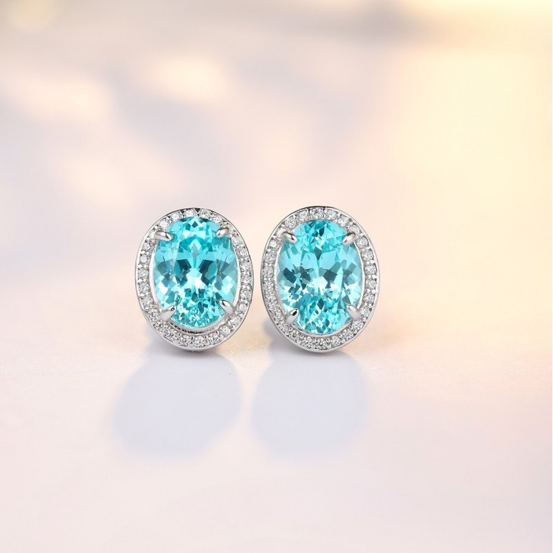 Ruif Jewelry Classic Design S925 Silver 4.208ct Lab Grown Paraiba Sapphire Earrings Gemstone Jewelry Ruif Jewelry Classic Design S925 Silver 4.208ct Lab Grown Paraiba Sapphire Earrings Gemstone Jewelry