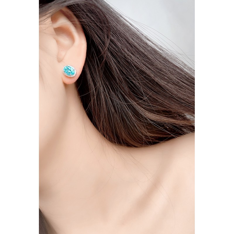 Ruif Jewelry Classic Design S925 Silver 4.208ct Lab Grown Paraiba Sapphire Earrings Gemstone Jewelry