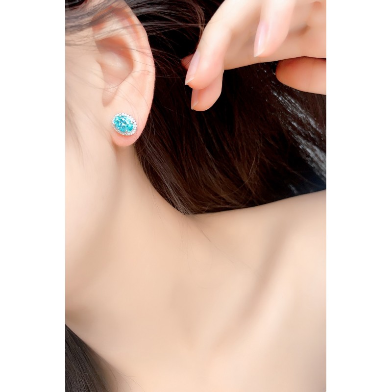 Ruif Jewelry Classic Design S925 Silver 4.208ct Lab Grown Paraiba Sapphire Earrings Gemstone Jewelry Ruif Jewelry Classic Design S925 Silver 4.208ct Lab Grown Paraiba Sapphire Earrings Gemstone Jewelry