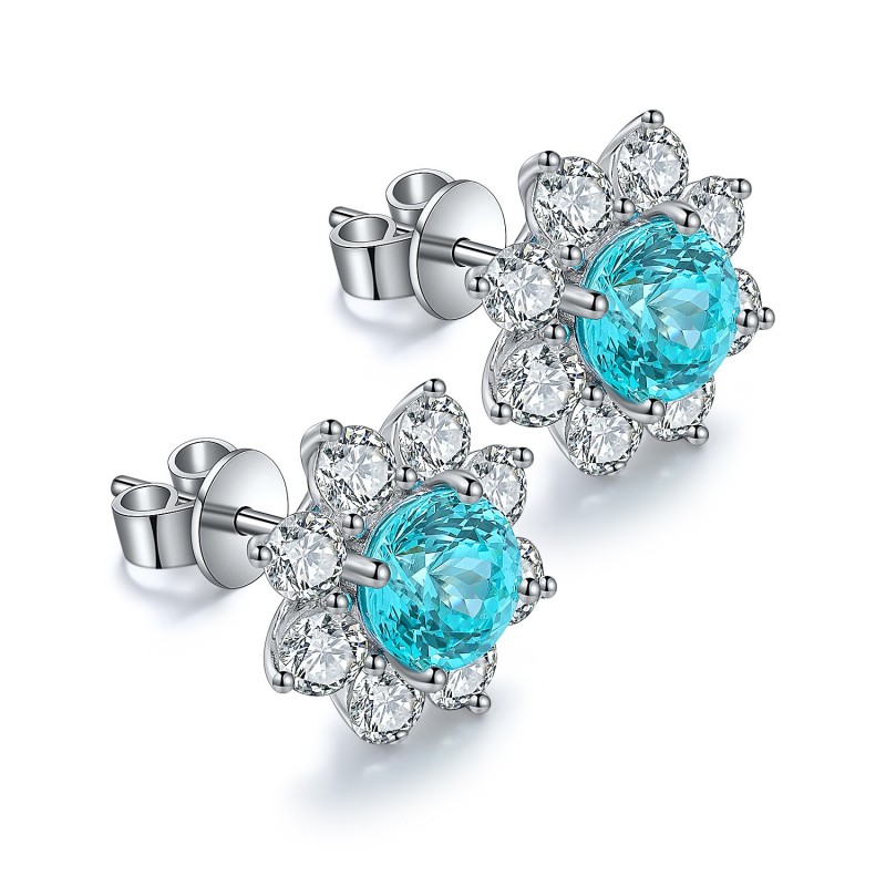 Ruif Jewelry Classic Design S925 Silver 3.687ct Lab Grown Paraiba Sapphire Earrings Gemstone Jewelry