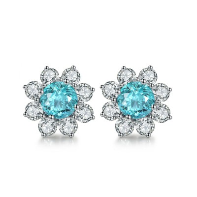 Ruif Jewelry Classic Design S925 Silver 3.687ct Lab Grown Paraiba Sapphire Earrings Gemstone Jewelry