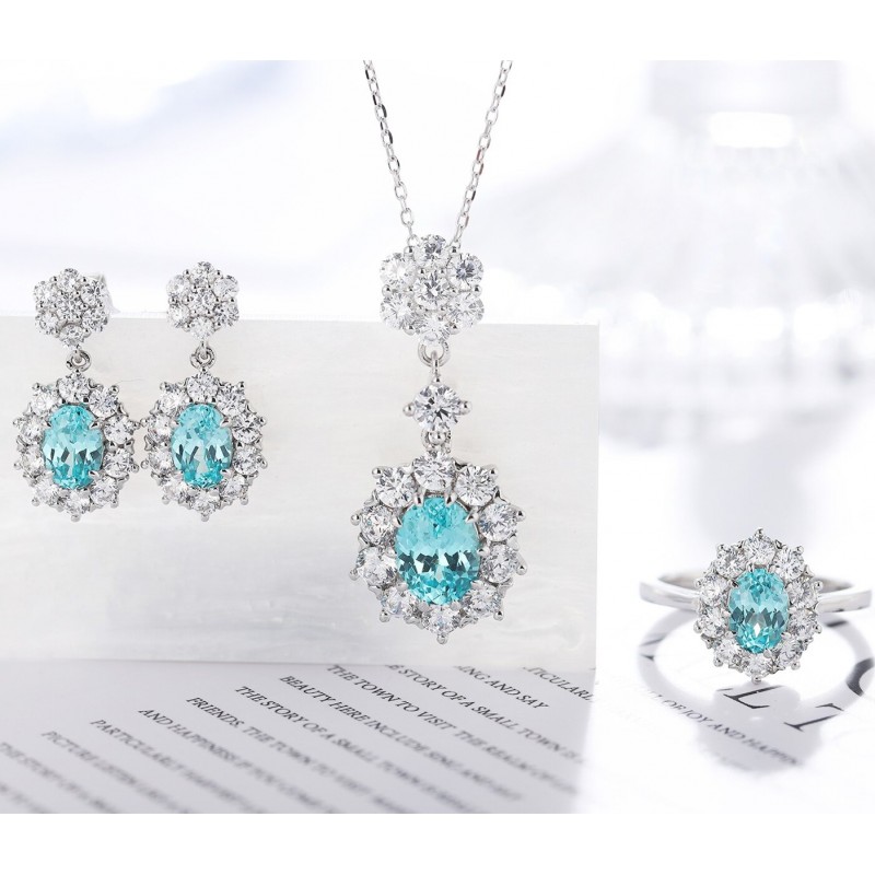 Ruif Jewelry Classic Design S925 Silver 3.07ct Lab Grown Paraiba Sapphire Pendant Necklace Gemstone Jewelry Ruif Jewelry Classic Design S925 Silver 3.07ct Lab Grown Paraiba Sapphire Pendant Necklace Gemstone Jewelry