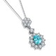 Ruif Jewelry Classic Design S925 Silver  3.07ct Lab Grown Paraiba Sapphire Pendant Necklace Gemstone Jewelry
