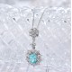 Ruif Jewelry Classic Design S925 Silver  3.07ct Lab Grown Paraiba Sapphire Pendant Necklace Gemstone Jewelry