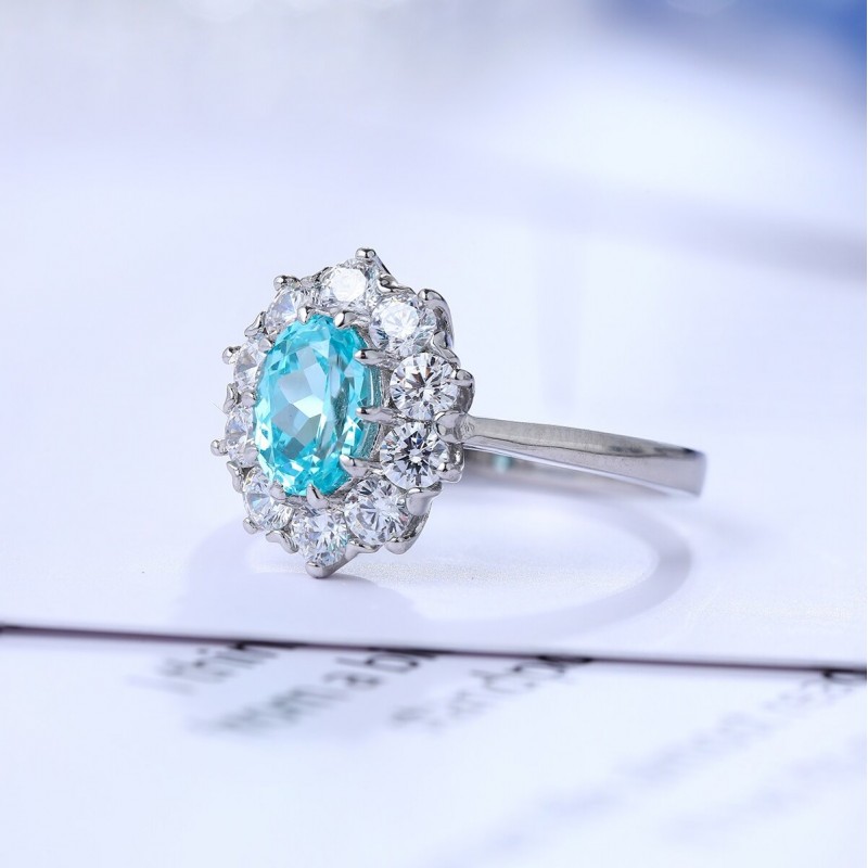 Ruif Jewelry Classic Design S925 Silver 3.07ct Lab Grown Paraiba Sapphire Pendant Necklace Gemstone Jewelry Ruif Jewelry Classic Design S925 Silver 3.07ct Lab Grown Paraiba Sapphire Pendant Necklace Gemstone Jewelry