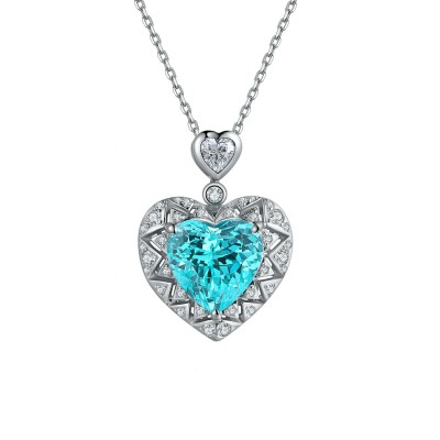 Ruif Jewelry Classic Design S925 Silver 8.488ct Lab Grown Paraiba Sapphire Pendant Necklace Gemstone Jewelry