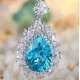 Ruif Jewelry Classic Design S925 Silver 25.315ct Lab Grown Paraiba Sapphire Pendant Necklace Gemstone Jewelry