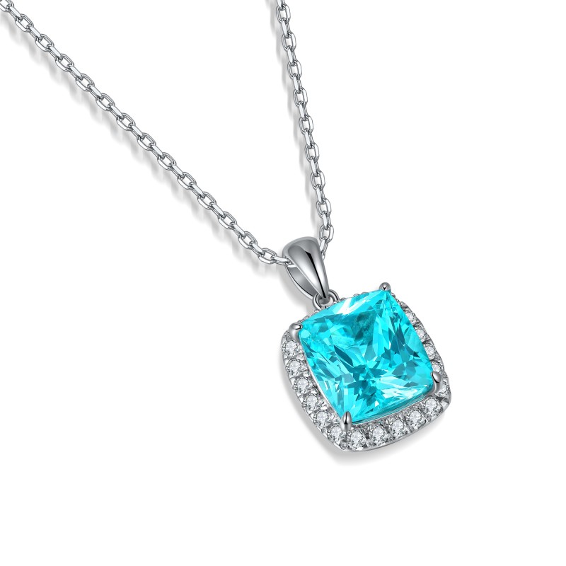 Ruif Jewelry Classic Design S925 Silver 5.25ct Lab Grown Paraiba Sapphire Pendant Necklace Gemstone Jewelry Ruif Jewelry Classic Design S925 Silver 5.25ct Lab Grown Paraiba Sapphire Pendant Necklace Gemstone Jewelry